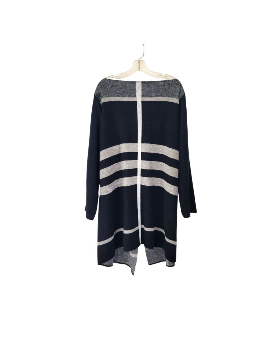 Anthony Richards Womens Striped Open-Front Cardigan Size 2X Black & White - Picture 2 of 4